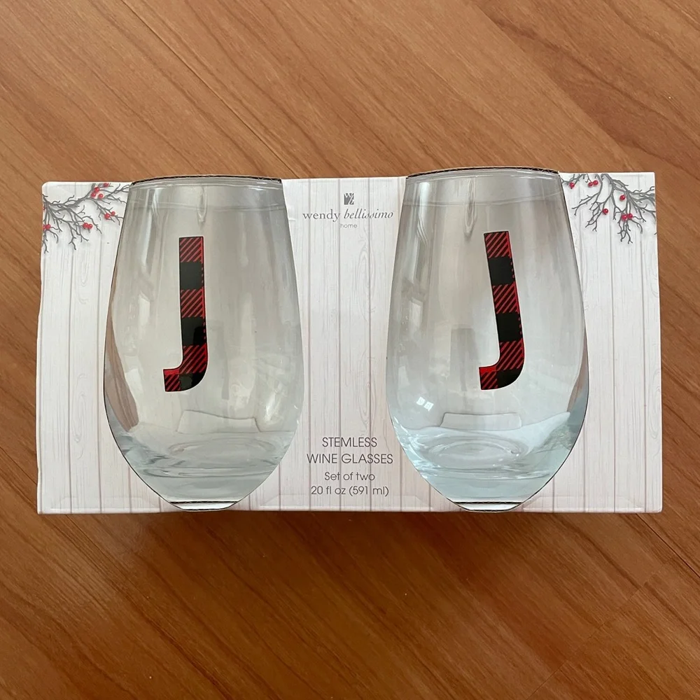 Set of 2 Stemless Wine Glasses